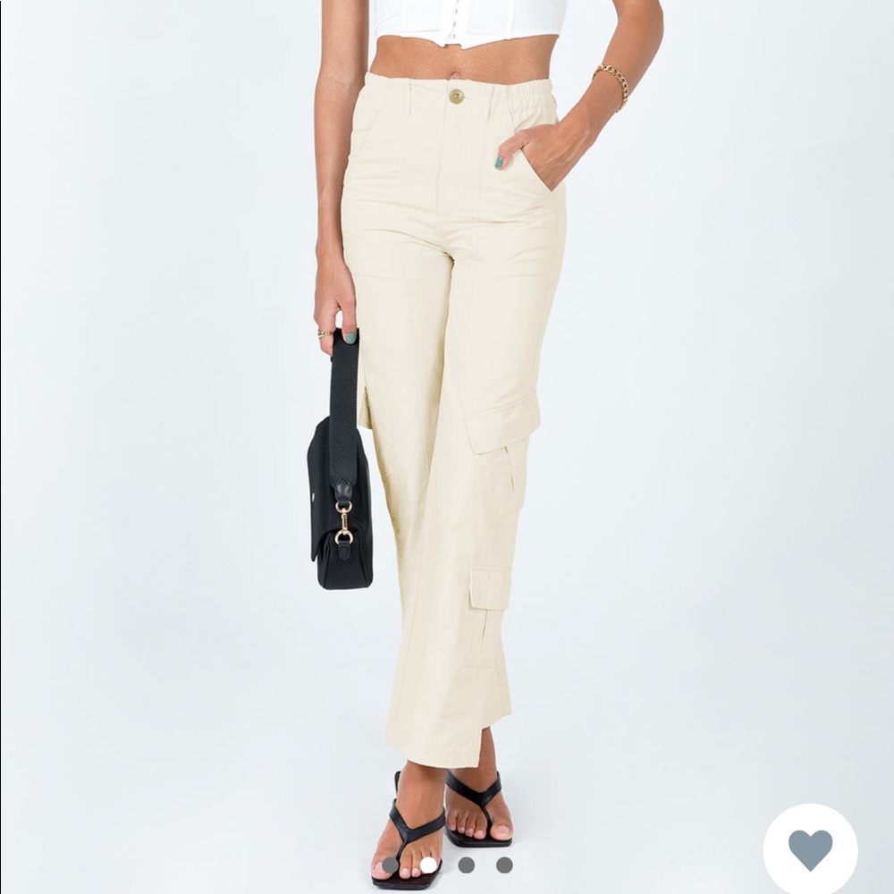 Princess Polly Cream Cargo Pants